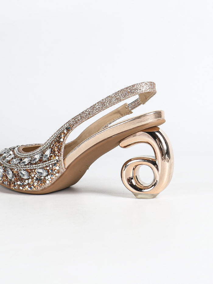 Crystal Embellished Slingback Heels - Glamorous