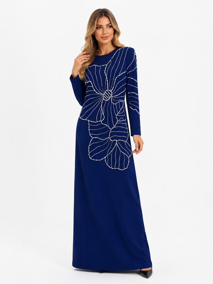 Crystal Floral Maxi Dress - Noir