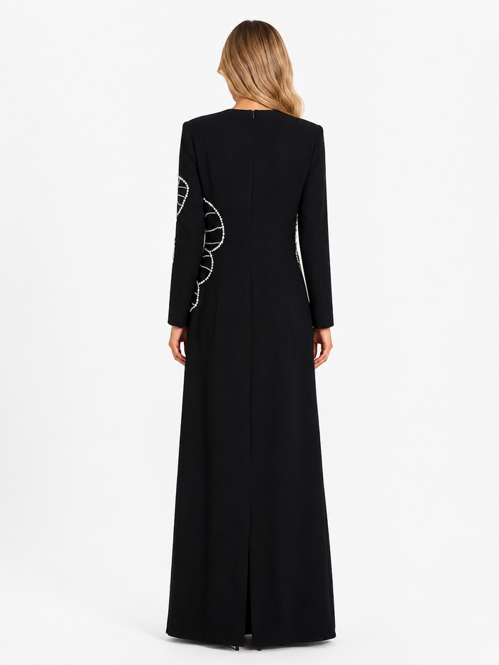 Crystal Floral Maxi Dress - Noir