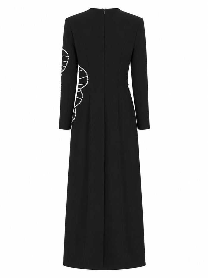 Crystal Floral Maxi Dress - Noir