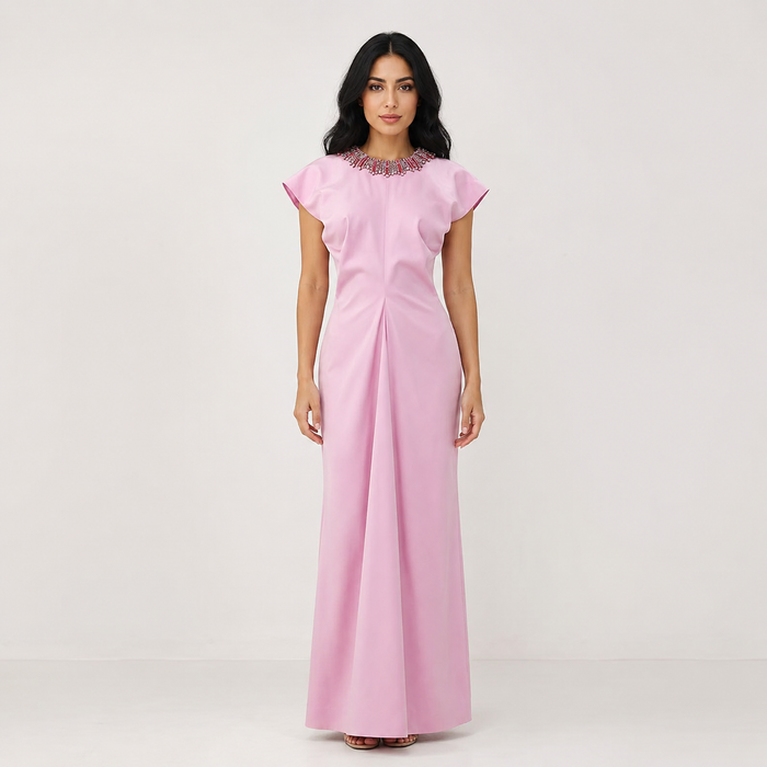 Crystal Neck Evening Gown - Elegance