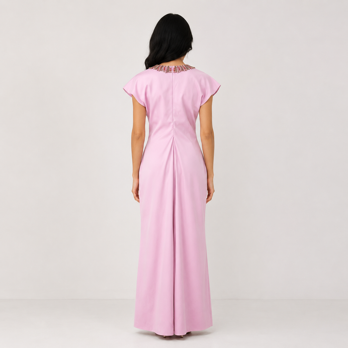 Crystal Neck Evening Gown - Elegance