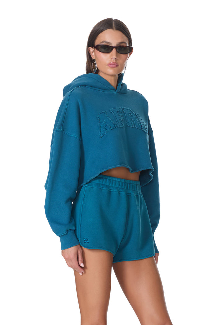Darius Cropped Hoodie - Ocean Depths