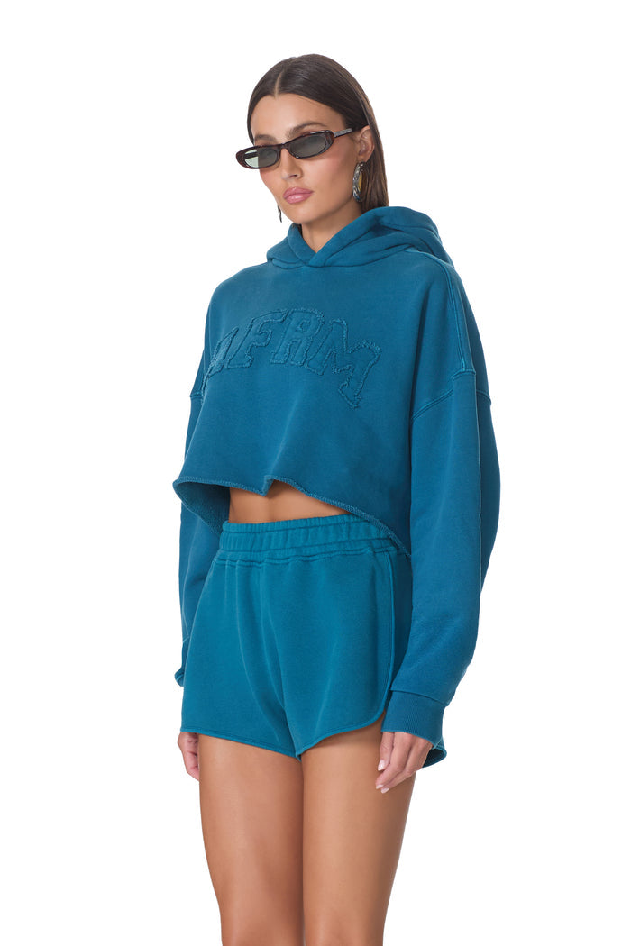 Darius Cropped Hoodie - Ocean Depths