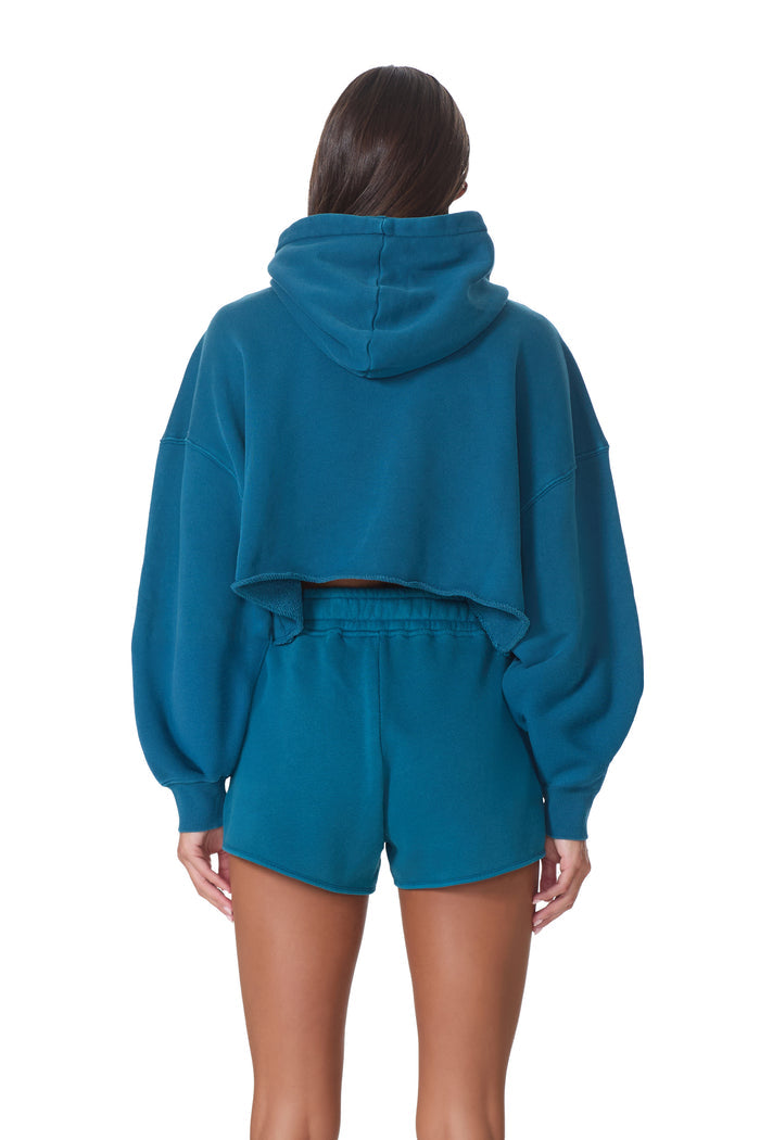 Darius Cropped Hoodie - Ocean Depths
