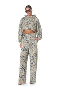 Darius Cropped Hoodie - Twill Leopard
