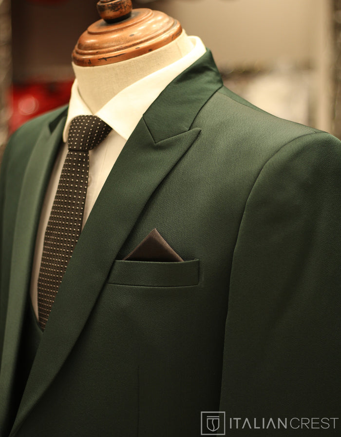 Dark Green 3-Piece Peak Lapel Suit