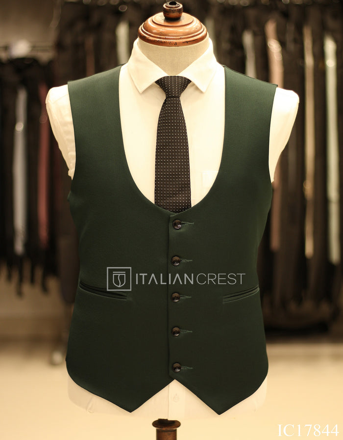 Dark Green 3-Piece Peak Lapel Suit