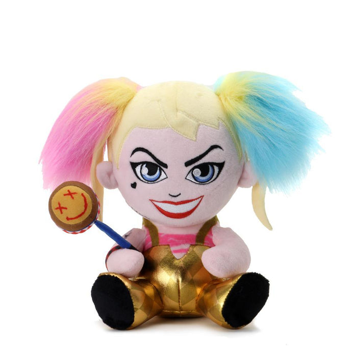 DC Comics Harley Quinn Plush Phunny toy, soft stuffed plush featuring Harley Quinn from Birds of Prey, by Kidrobot.