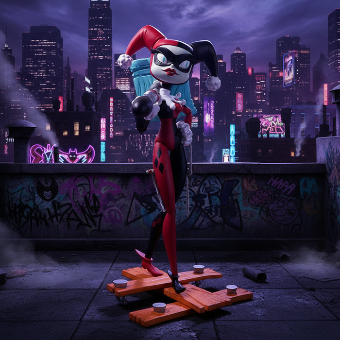 DC Comics Harley Quinn art figure by Brandt Peters, vinyl collectible with detailed design and vibrant colors.