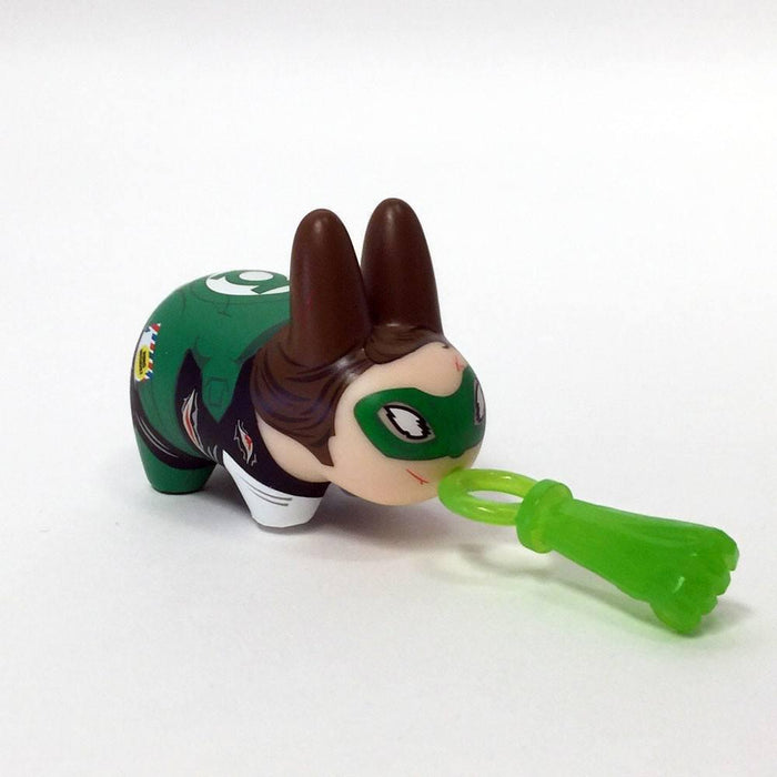 Green Lantern DC Labbit vinyl figure by Warner Bros., 2.5-inch collectible toy with vibrant green and white design.
