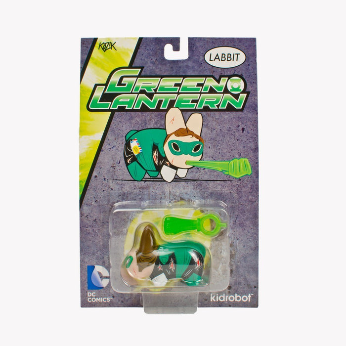 Green Lantern DC Labbit vinyl figure by Warner Bros., 2.5 inches tall, featuring a vibrant green design and detailed character details.