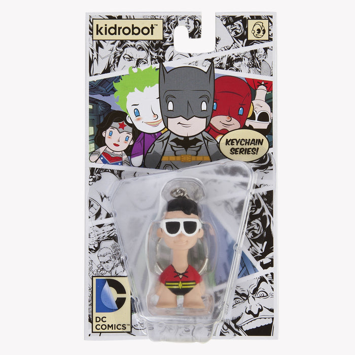 DC Universe Plastic Man 1.5-inch keychain featuring vinyl and metal details, showcasing the iconic superhero Plastic Man.