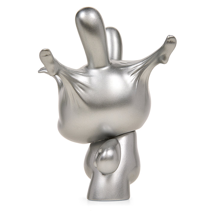 8-inch Metallic Silver Resin Dunny by WHATSHISNAME from DCON 2022: Breaking Free limited edition figure.