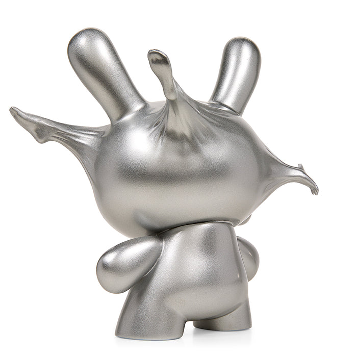 8-inch Metallic Silver Resin Dunny figure by WHATSHISNAME from DCON 2022, featuring a breaking free design and limited edition details.