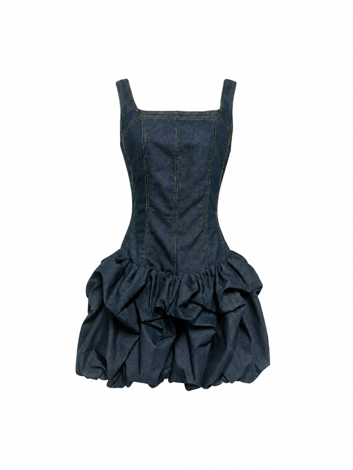 Denim Bubble Mini Dress - Noval