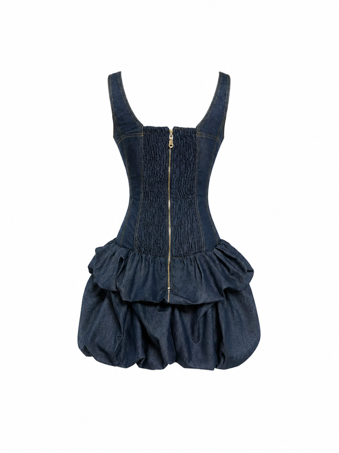 Denim Bubble Mini Dress - Noval