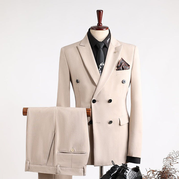 Double Breasted 2 Pieces Business Casual Men's Suit Set - Rosymae