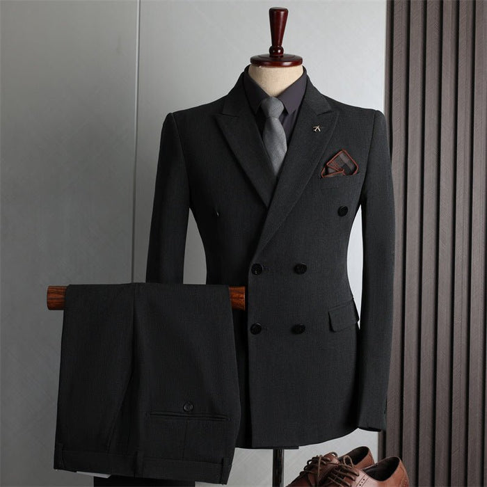Double Breasted 2 Pieces Business Casual Men's Suit Set - Rosymae