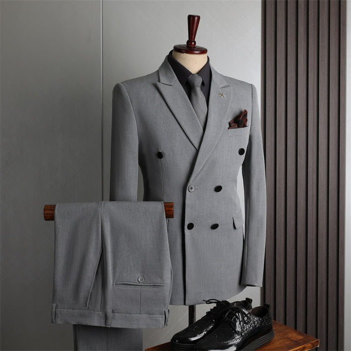 Double Breasted 2 Pieces Business Casual Men's Suit Set - Rosymae