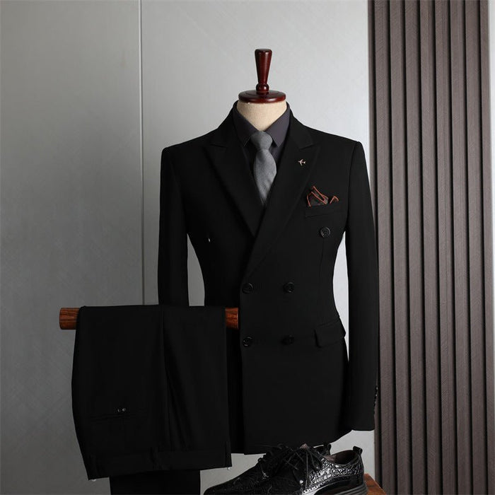 Double Breasted 2 Pieces Business Casual Men's Suit Set - Rosymae