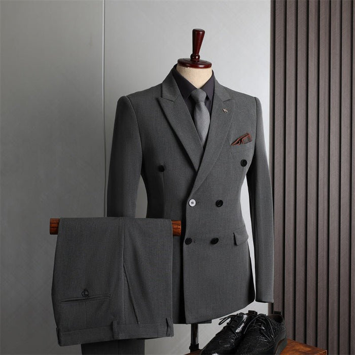 Double Breasted 2 Pieces Business Casual Men's Suit Set - Rosymae