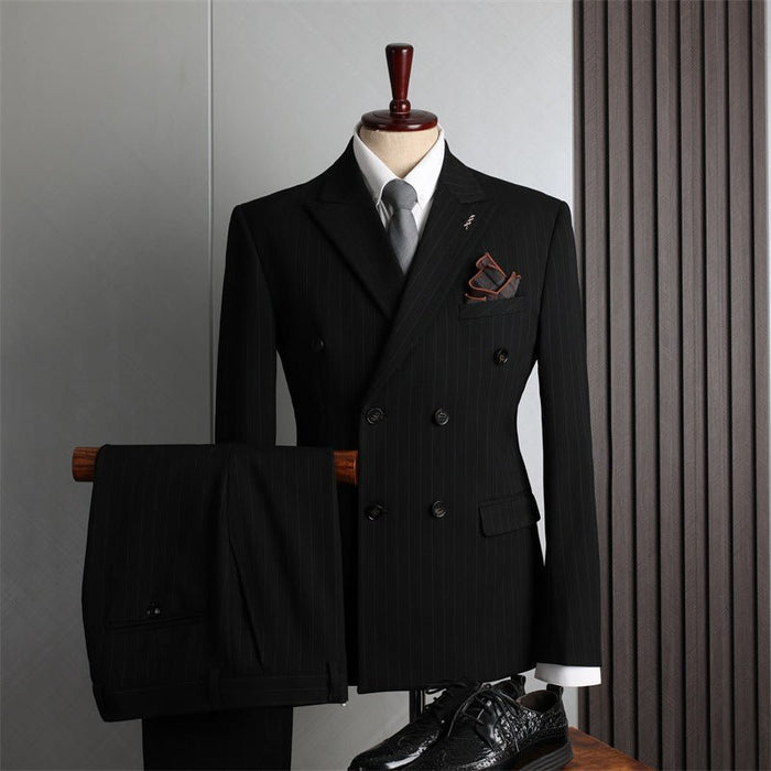 Double Breasted Men's Formal Attire British Fashion Business Casual Suit - Rosymae