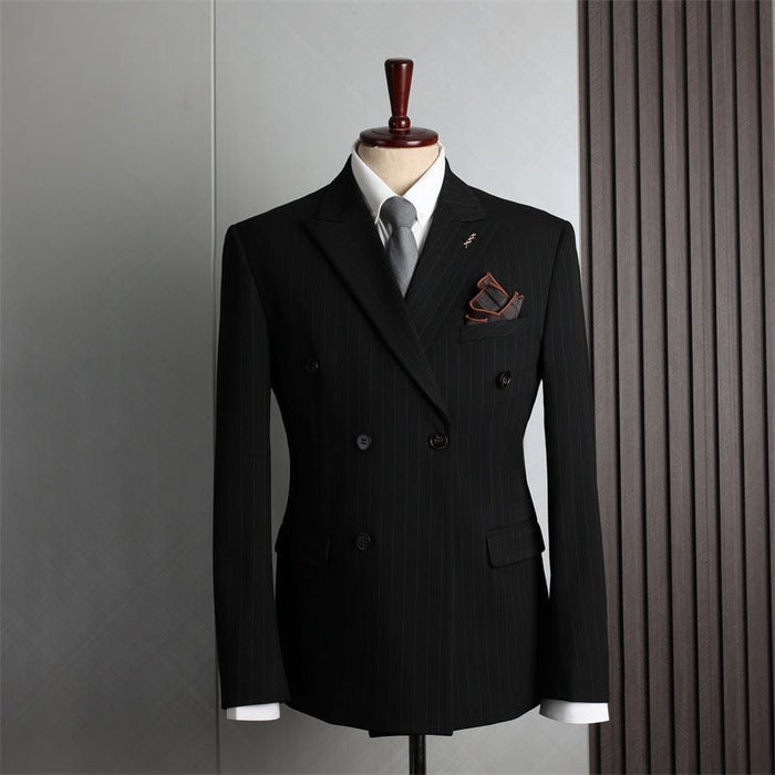 Double Breasted Men's Formal Attire British Fashion Business Casual Suit - Rosymae