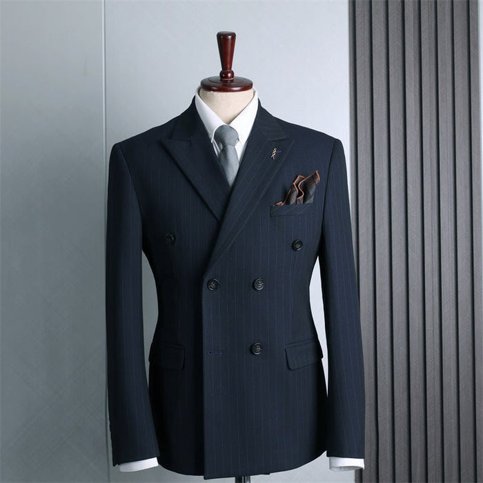 Double Breasted Men's Formal Attire British Fashion Business Casual Suit - Rosymae