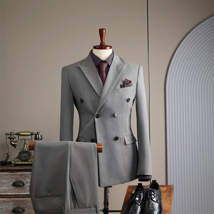 Double Breasted Men's Formal Attire British Fashion Business Casual Suit - Rosymae