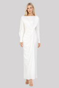 draped knot waist long sleeve maxi dress – SERENITY