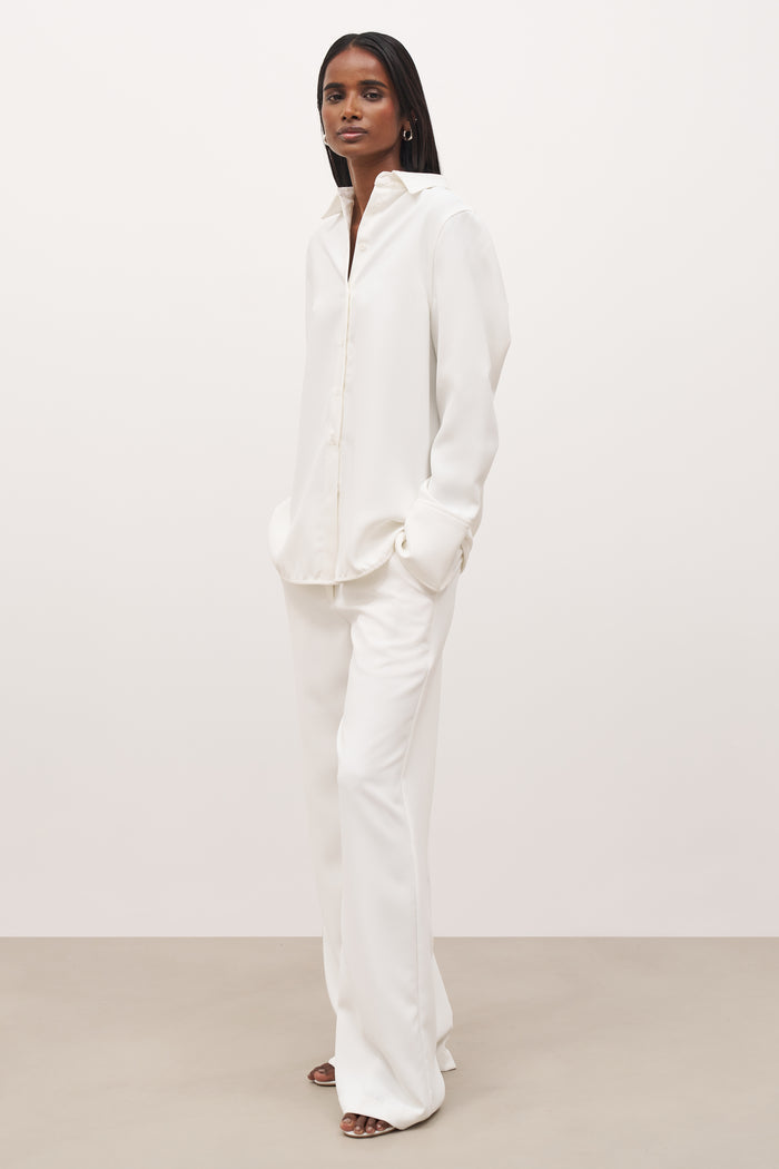 Draped Mid Rise Trousers - White