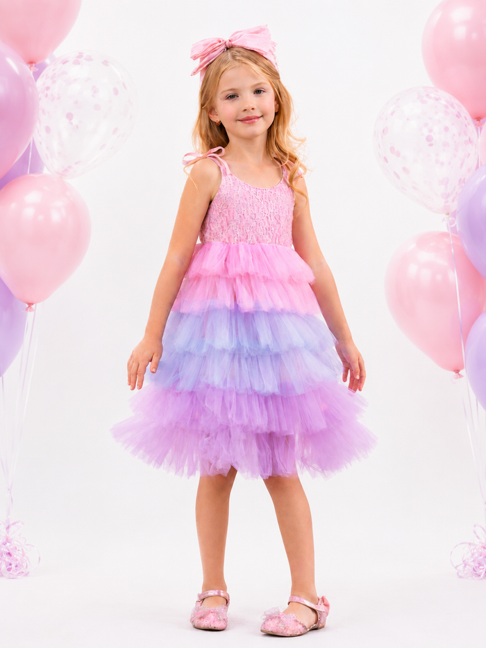 Unicorn Pastel Lace Tiered Tutu Dress Mia Belle Girls