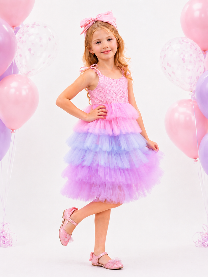 Unicorn Pastel Lace Tiered Tutu Dress Mia Belle Girls