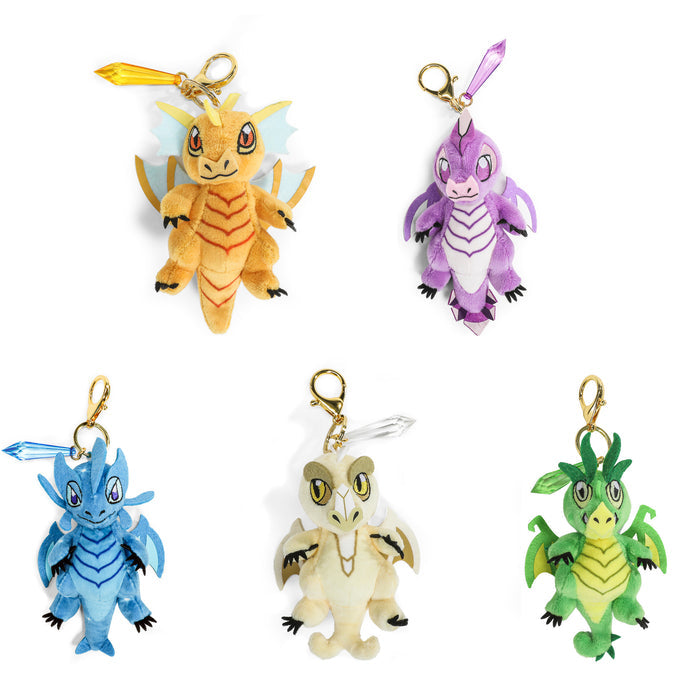 Dungeons & Dragons 50th Anniversary Wyrmlings plush charms, 3-inch collectible plush toys displayed together.