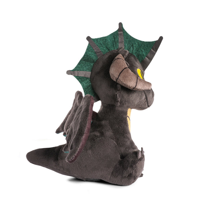 Black Dragon Phunny Plush by Dungeons & Dragons, soft and cuddly black dragon toy with detailed features, from Kidrobot.