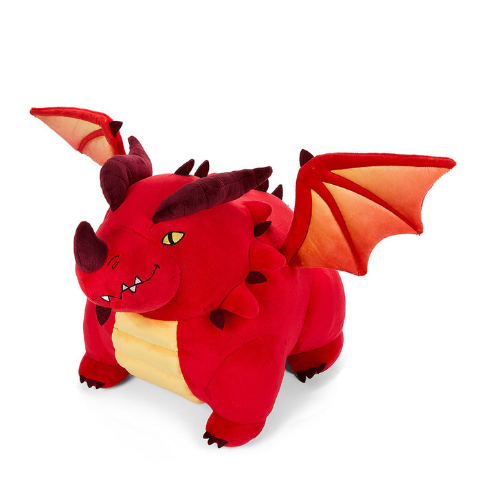 13-inch Themberchaud plush from Dungeons & Dragons Honor Among Thieves, soft dragon toy with detailed green scales and fiery features.