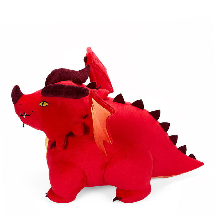 Dungeons & Dragons Honor Among Thieves Themberchaud 13-inch plush dragon toy with detailed scales and vibrant colors.