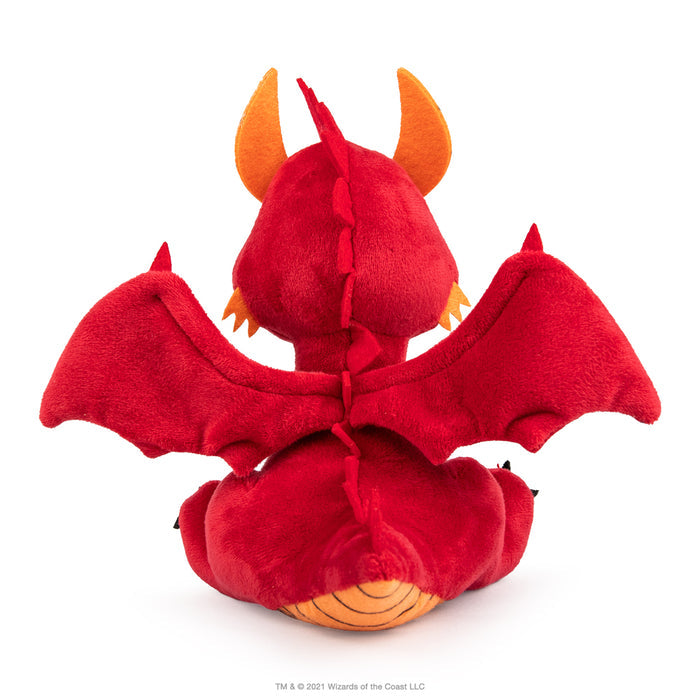 Dungeons & Dragons Red Dragon Phunny Plush by Kidrobot featuring a soft, detailed red dragon plush with expressive eyes and textured scales.