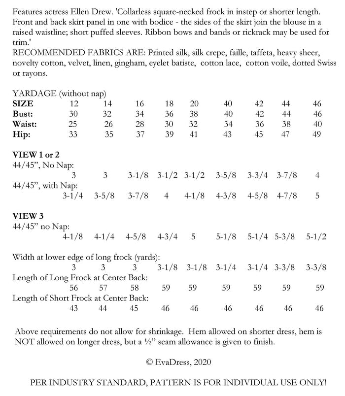 E-PATTERN 1939 One-Piece Frock, E1620