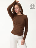OGLmove Eco-Mousse® Long Sleeve Open-Back Bra Top Sweet Hazelnut XXS