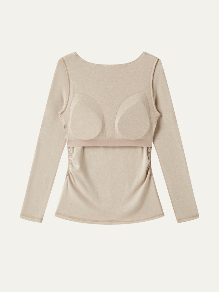 OGLmove Eco-Mousse® Long Sleeve Open-Back Ruched Bra Top