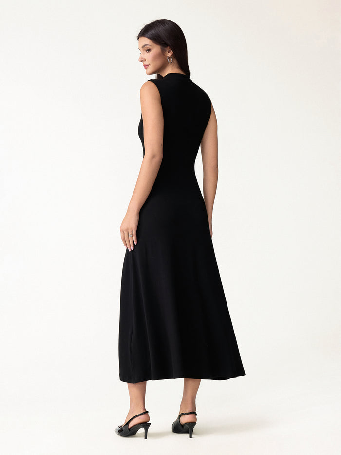 OGLmove Eco-Mousse® Mock Neck Sleeveless A-Line Midi Bra Dress