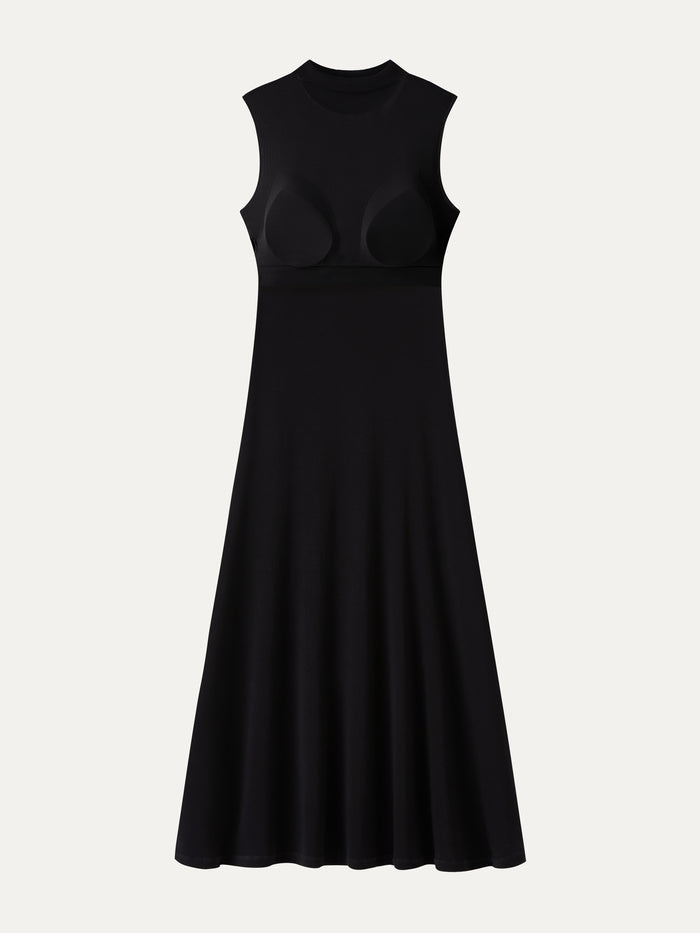 OGLmove Eco-Mousse® Mock Neck Sleeveless A-Line Midi Bra Dress