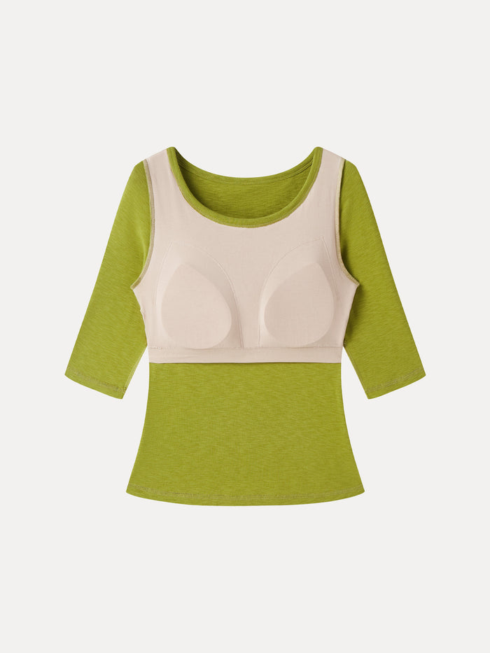 OGLmove Eco-Mousse® Round Neck Elbow Sleeve Bra Top