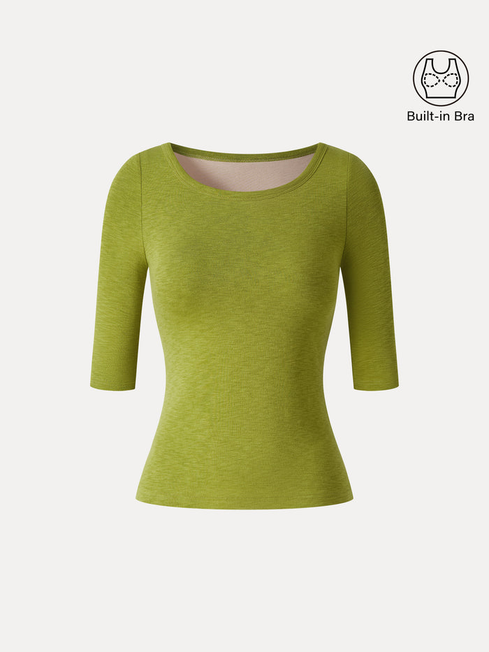 OGLmove Eco-Mousse® Round Neck Elbow Sleeve Bra Top