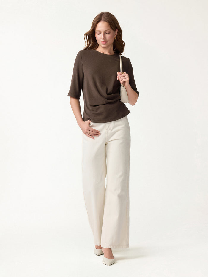 OGLmove Eco-Mousse® Round Neck Elbow Sleeve Top