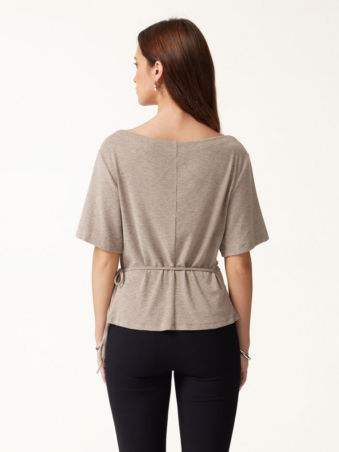 OGLmove Eco-Mousse® Slash Neck Short Sleeve Tie-Side Top