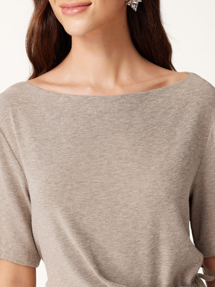 OGLmove Eco-Mousse® Slash Neck Short Sleeve Tie-Side Top