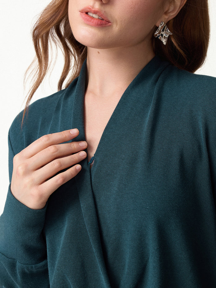 Eco-Mousse® Surplice Long Sleeve Banded Hem Top